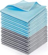 🧽 pack of 18 microfiber glass cleaning cloths (16x16) - reusable polishing cloths for windows, windshields, mirrors, stainless steel - ideal for glasses - blue gray logo