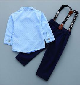 img 3 attached to Gentleman'S Dressy Outfit For Baby Toddler Boy: Short Dress Shirt, Bowtie And Suspender Pants Formal Suit