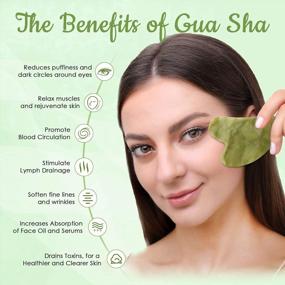 img 3 attached to Green Poleview Jade Gua Sha Facial Massage Tool For Anti-Aging, Skin Care, And Muscle Tension Relief - Scraping Massage Tool To Reduce Puffiness On Face And Body
