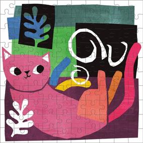 img 3 attached to 100 Piece Cat Puzzle Tin - Henri Matisse-Inspired Feline Portraits, Perfect Family Activity For Ages 6+ - Mudpuppy Artsy Cat Puzzle In Paint Can Package