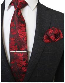 img 4 attached to JEMYGINS Floral Necktie Pocket Hankerchief Men's Accessories via Ties, Cummerbunds & Pocket Squares