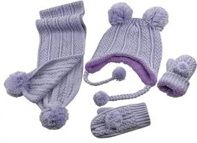 img 4 attached to ❄️ Fuchsia Knitted Cold Weather Accessories for Little Girls - NIce Caps Collection