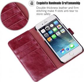 img 1 attached to OCASE IPhone 6S Case [Free Screen Protector Included] Leather Wallet Flip Case For IPhone 6 / 6S Devices - Burgundy