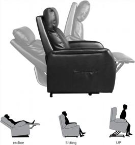 img 2 attached to Electric Lift Chair For Elderly With Faux Leather, Massage Recliner And Remote Control - Home Power Modern Leisure Lounge With Side Pocket For Living Room And Office (Black)