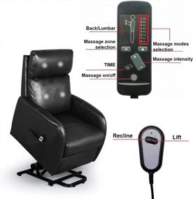 img 1 attached to Electric Lift Chair For Elderly With Faux Leather, Massage Recliner And Remote Control - Home Power Modern Leisure Lounge With Side Pocket For Living Room And Office (Black)