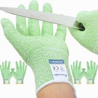 dowellife cut resistant gloves: level 5 protection for kitchen and carving safety - small, grass green (3 pairs) logo