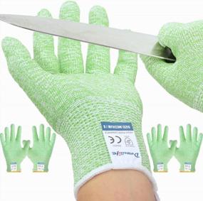 img 4 attached to Dowellife Cut Resistant Gloves: Level 5 Protection for Kitchen and Carving Safety - Small, Grass Green (3 Pairs)