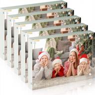 syntrific 5 pack acrylic double sided picture frame with horizontal magnet - ideal for displaying 5x7 photos on desktops - premium clear magnetic design for impressive gifts logo