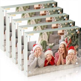 img 4 attached to SYNTRIFIC 5 Pack Acrylic Double Sided Picture Frame With Horizontal Magnet - Ideal For Displaying 5X7 Photos On Desktops - Premium Clear Magnetic Design For Impressive Gifts