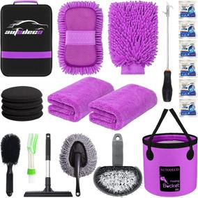img 4 attached to 🚗 AUTODECO 22Pcs Car Wash Cleaning Tools Kit: Ultimate Purple Car Detailing Set for Complete Interior Care