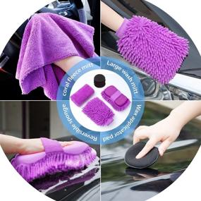 img 1 attached to 🚗 AUTODECO 22Pcs Car Wash Cleaning Tools Kit: Ultimate Purple Car Detailing Set for Complete Interior Care
