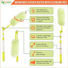 img 3 attached to Ultimate Cleaning Solution: Pure Care Microfiber Feather Duster with Extension Pole - Lightweight, Washable, Extendable for Ceiling Fan, Blinds, Cobwebs & Baseboards