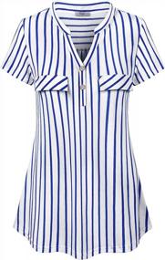 img 4 attached to Flowy Henley Shirt Tops For Women: Work And Casual Blouse With V-Neck And Stripes By Cestyle