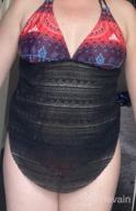img 1 attached to Lace V Neck Swimdress With Bikini Bottom: Two-Piece Tankini In Black - Size Large review by Kimberly Bryant