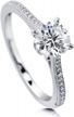 rhodium plated 1 carat round cubic zirconia cz solitaire wedding engagement promise ring for women, berricle sterling silver size 4-10 logo