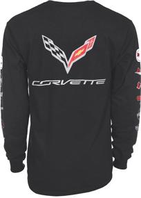 img 2 attached to Stylish and Durable: JH DESIGN GROUP Men's Chevy Corvette C7 Long Sleeve Black T-Shirt with Striking Logos on Front, Back, and Sleeves