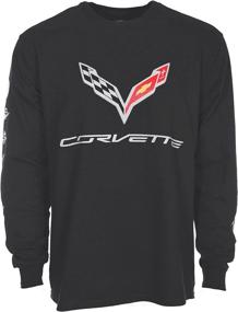 img 3 attached to Stylish and Durable: JH DESIGN GROUP Men's Chevy Corvette C7 Long Sleeve Black T-Shirt with Striking Logos on Front, Back, and Sleeves