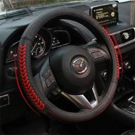 🔴 vesul red leather steering wheel cover for mazda 3 axela, 6, cx-3, cx-5, cx-7 & cx-9 (2013-2021) - premium compatibility & protection logo