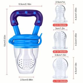 img 2 attached to Mluchee 3-Pack Baby Food Feeder - Fresh Fruit Silicone Nipple Teething Toy For Reusable Aching Gums Pacifier Blue
