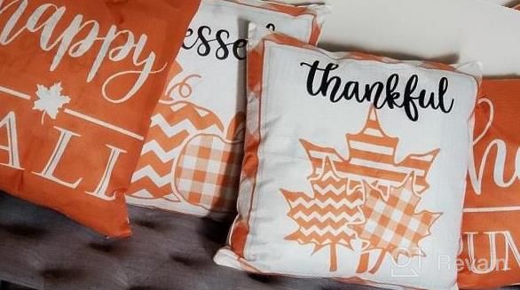 img 1 attached to Set Of 4 18X18 Inch Fall Pillow Covers - Perfect For Thanksgiving, Hello Pumpkin & Buffalo Check Plaid Home Decor! review by Michael Godo