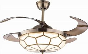 img 4 attached to Gdrasuya10 42 Inch Copper Golden Ceiling Fans With LED Light, Modern Invisible 42" LED Fan Chandelier With Remote Control Tricolor Dimming 4 Retractable Blades USA STOCK (Style 401)