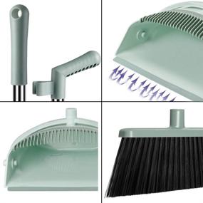 img 1 attached to 🧹 Jade Green Kelamayi Foldable Lobby Broom and Upright Dustpan Set - Durable, Stainless Steel Long Handle - Ideal for Home Kitchen Cleaning