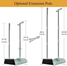 img 2 attached to 🧹 Jade Green Kelamayi Foldable Lobby Broom and Upright Dustpan Set - Durable, Stainless Steel Long Handle - Ideal for Home Kitchen Cleaning