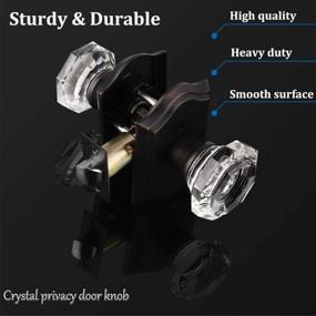 img 3 attached to Oil Rubbed Bronze Keyless Privacy Door Knobs W/ Push Pin Lock - 2 Pack Octagon Crystal Shape