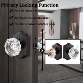 img 1 attached to Oil Rubbed Bronze Keyless Privacy Door Knobs W/ Push Pin Lock - 2 Pack Octagon Crystal Shape