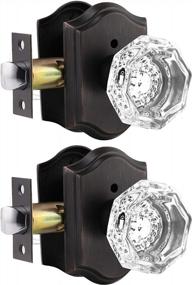 img 4 attached to Oil Rubbed Bronze Keyless Privacy Door Knobs W/ Push Pin Lock - 2 Pack Octagon Crystal Shape
