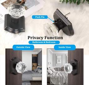 img 2 attached to Oil Rubbed Bronze Keyless Privacy Door Knobs W/ Push Pin Lock - 2 Pack Octagon Crystal Shape