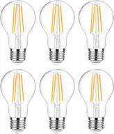 6-pack ascher 60w equivalent warm white 2700k led filament light bulbs - 80+ cri, non-dimmable, classic clear glass a19 логотип