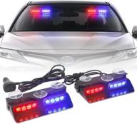 🚨 xridonsen 2-in-1 red blue emergency strobe lights for volunteer vehicles, trucks (2×7.16 inch, 16 led) - interior windshield warning safety flashing police lights with suction cups логотип