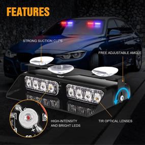 img 2 attached to 🚨 XRIDONSEN 2-in-1 Red Blue Emergency Strobe Lights for Volunteer Vehicles, Trucks (2×7.16 inch, 16 LED) - Interior Windshield Warning Safety Flashing Police Lights with Suction Cups