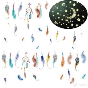 img 4 attached to 🌙 Wanban Dream Catcher Stickers: Luminous Moon & Star Peel & Stick Decals for DIY Wall Art Murals & Home Decor