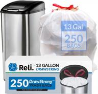 🗑️ reli. tall kitchen drawstring trash bags 13 gallon 250 count bulk - white garbage bags for efficient kitchen waste disposal logo