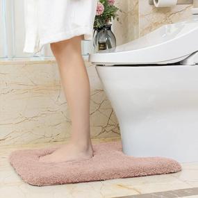 img 4 attached to U-Shaped Microfiber Shaggy Toilet Bath Rug - Non Slip, Absorbent & Extra Soft (20" X 24", Petal Pink)