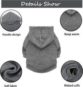 img 3 attached to 🐶 Warm and Cozy: YAODHAOD Dog Hoodie - Perfect Winter Sweater for Cold Weather, Kittens, and Small Dogs (S:Chest Girth:10", Gray)