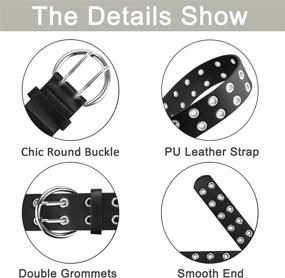 img 1 attached to Womens Double Grommet Leather Studded Women's Accessories via Belts