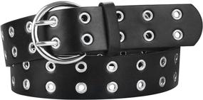 img 4 attached to Womens Double Grommet Leather Studded Women's Accessories via Belts