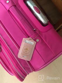 img 6 attached to Кожаные багажные бирки ACdream, 2 упаковки с крышкой для конфиденциальности - потрясающий дизайн с блестящей розой для рюкзаков, чемоданов и дорожных сумок - идеальные идентификаторы для женщин, мужчин, взрослых и детей в круизах
