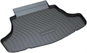 img 4 attached to 🚗 Durable All Weather Rear Cargo Liners Trunk Tray Mats for Toyota Camry 2018-2021 - Waterproof, Odorless, Flexible Black TPO Accessories