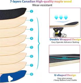img 3 attached to 31''X 8'' Canadian Maple Pro Cruiser Skateboard For Kids Boys Girls Youths Beginners Starter - PHOEROS Standard Complete Skateboards.