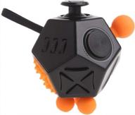 chuchik toys fidget cube - premium stress relief toy for kids & adults with 12 sides, reduce anxiety and improve focus - perfect for autism, add, adhd & ocd - black & orange color - 1 pack logo