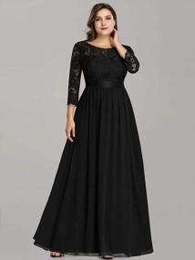img 2 attached to Plus Size A-Line Maxi Dress With 3/4 Lace Sleeves And Chiffon Fabric For Formal Evening Parties - Ever-Pretty 7412PZ