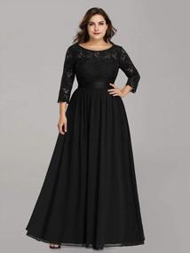 img 1 attached to Plus Size A-Line Maxi Dress With 3/4 Lace Sleeves And Chiffon Fabric For Formal Evening Parties - Ever-Pretty 7412PZ