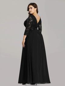 img 3 attached to Plus Size A-Line Maxi Dress With 3/4 Lace Sleeves And Chiffon Fabric For Formal Evening Parties - Ever-Pretty 7412PZ