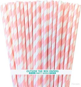 img 4 attached to 🥤 Pack of 100 Striped Paper Straws - Light Blush Pink White - 7.75 Inches - Outside the Box Papers Brand