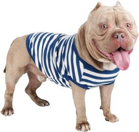 img 3 attached to 🐶 Breathable 100% Cotton Striped Dog T-Shirt for French Bulldog, Stretchy Vest Tank Top for Beagle Pit Bull, Casencase Soft Lightweight Cool Pet T-Shirt Clothing