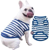 🐶 breathable 100% cotton striped dog t-shirt for french bulldog, stretchy vest tank top for beagle pit bull, casencase soft lightweight cool pet t-shirt clothing логотип